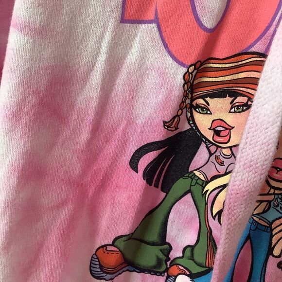 Bratz Pink Tie Dye Y2K McBling Nostalgia Colorful Graphic Hoodie Medium - Picture 9 of 13